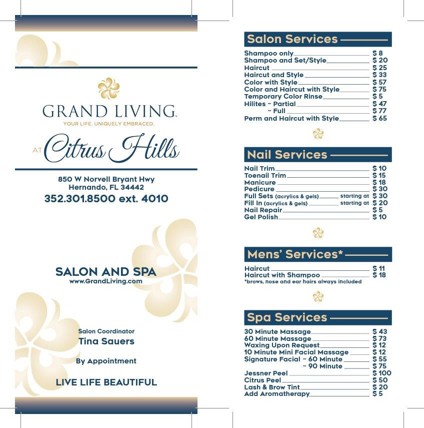 Citrus Hills Spa Flyer Front